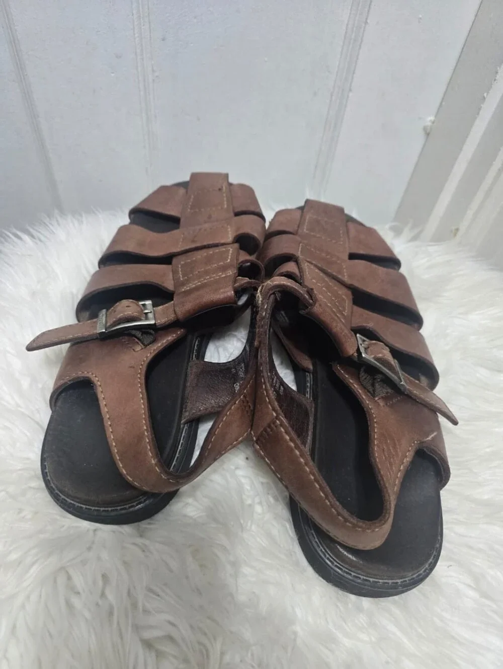 Rockport Sandals Men's 12M Slingback Fisherman Brown Leather Closed Toe Casual